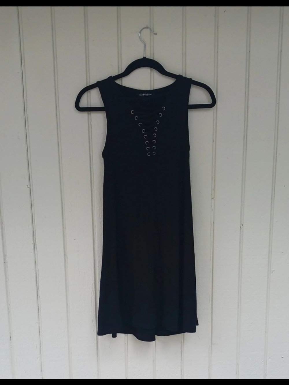 Express Black Lace-Up Front Tank Dress